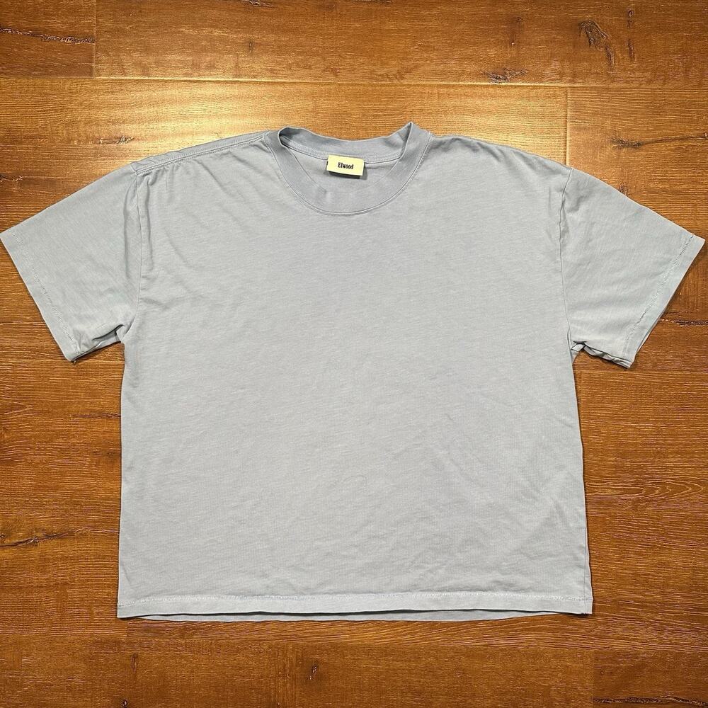 Elwood T Shirt Men XL Blue Short Sleeve Pocket Tee Organic Cotton Acid Wash City